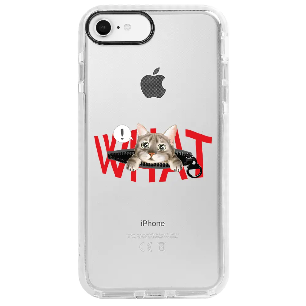 Apple iPhone 6S Beyaz Impact Premium Telefon Kılıfı - What! Kedi