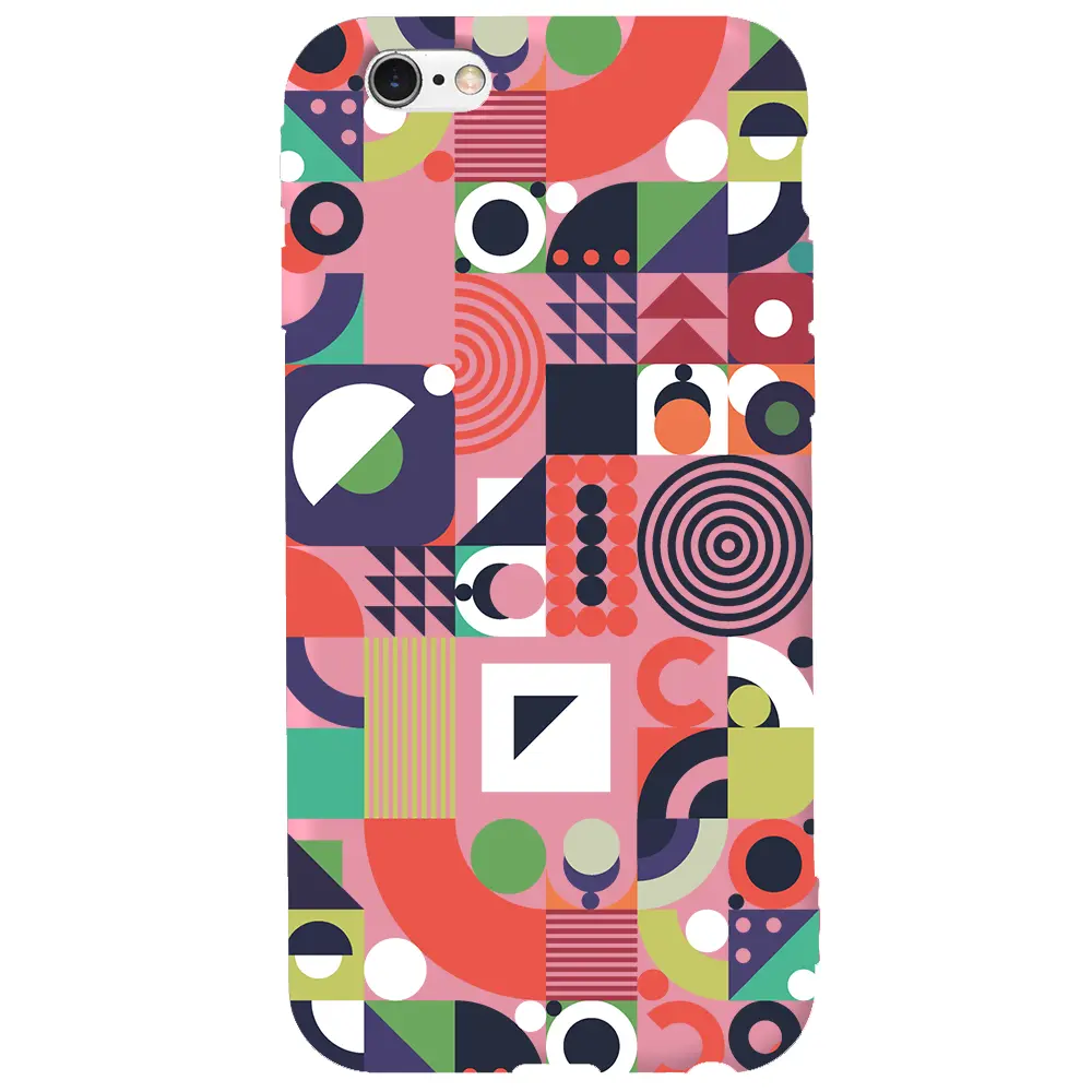 Apple iPhone 6S Pembe Renkli Silikon Telefon Kılıfı - Abstract Desen 7