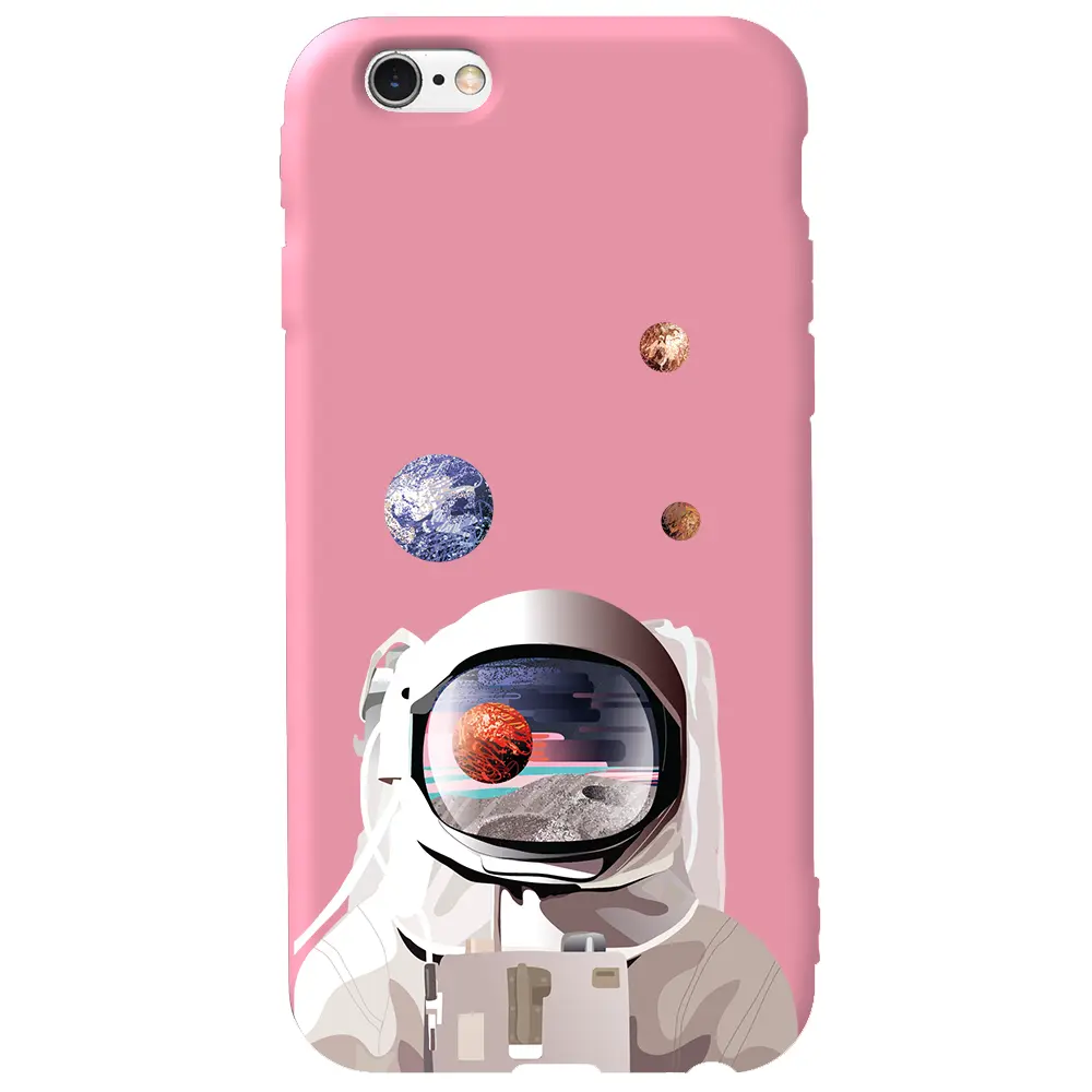 Apple iPhone 6S Pembe Renkli Silikon Telefon Kılıfı - Astronotun Gözünden