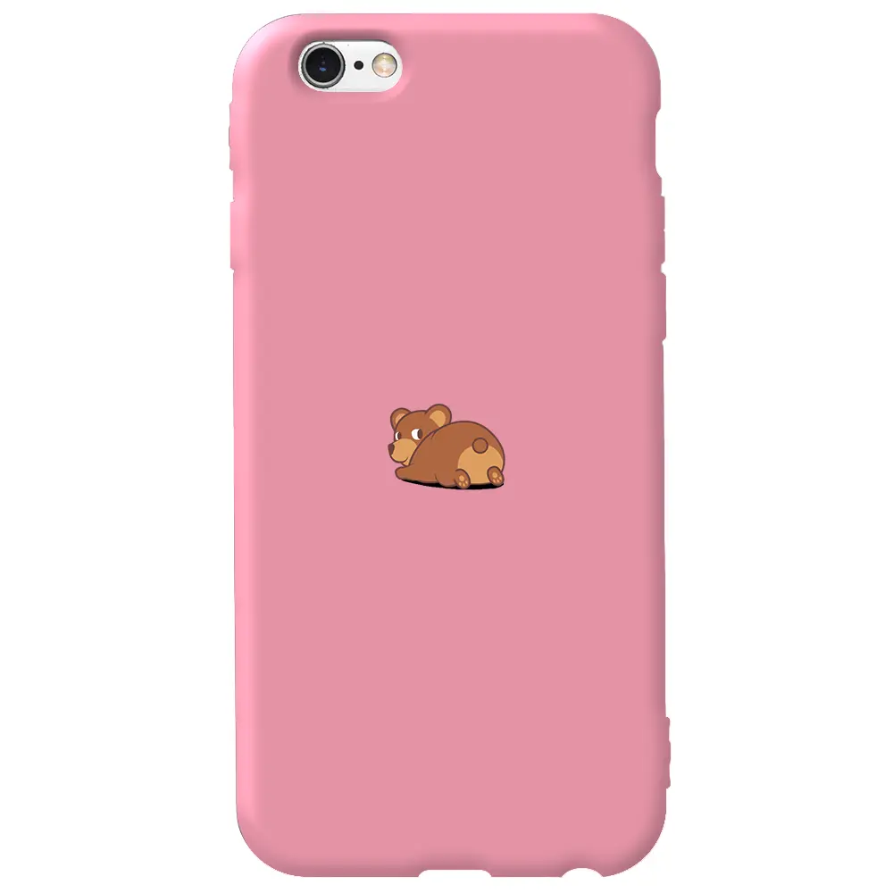 Apple iPhone 6S Pembe Renkli Silikon Telefon Kılıfı - Bear