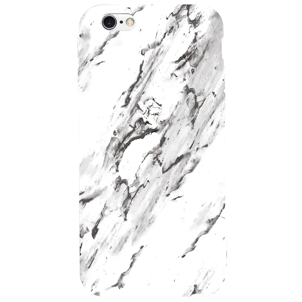 Apple iPhone 6S Pembe Renkli Silikon Telefon Kılıfı - Beyaz Mermer 3