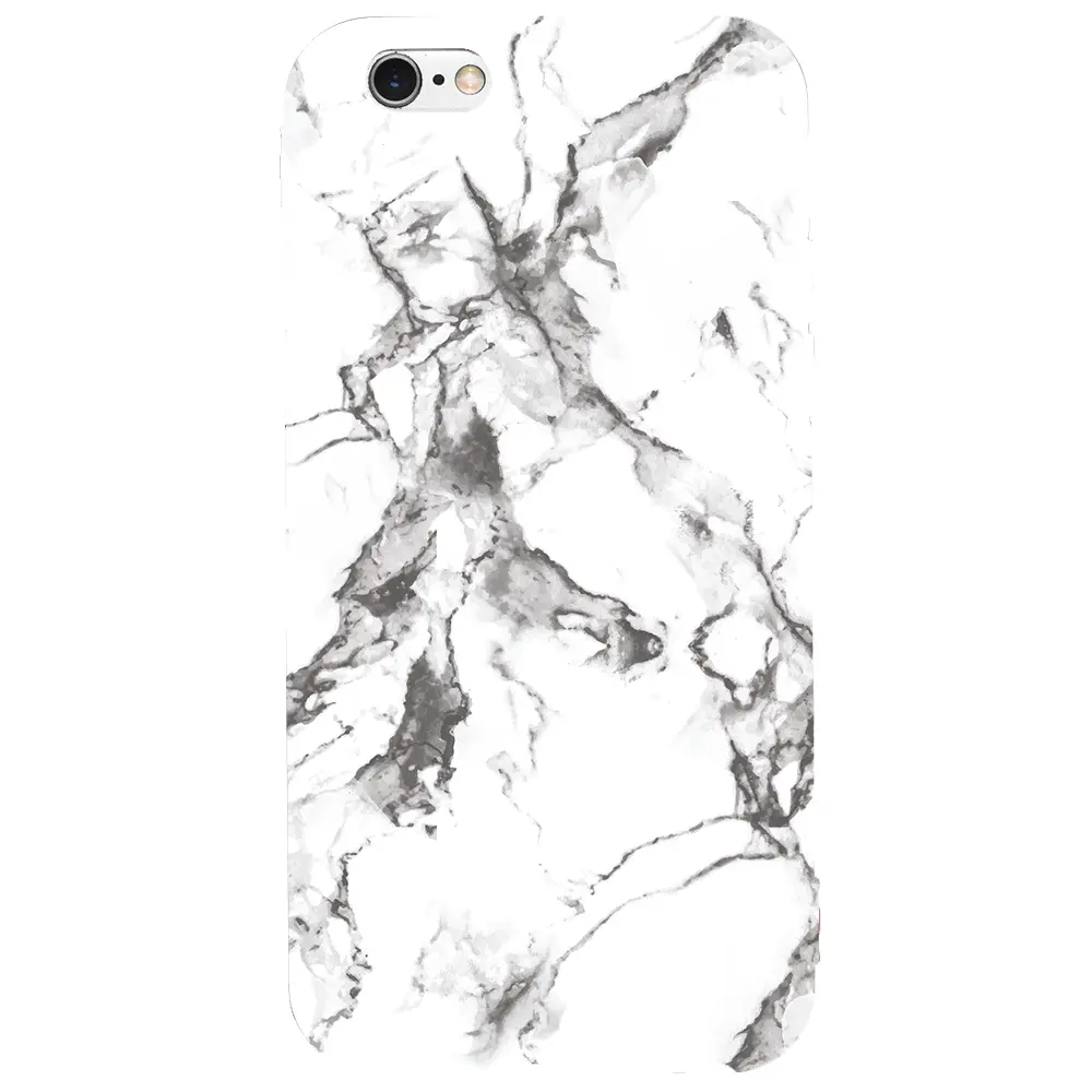 Apple iPhone 6S Pembe Renkli Silikon Telefon Kılıfı - Beyaz Mermer 4