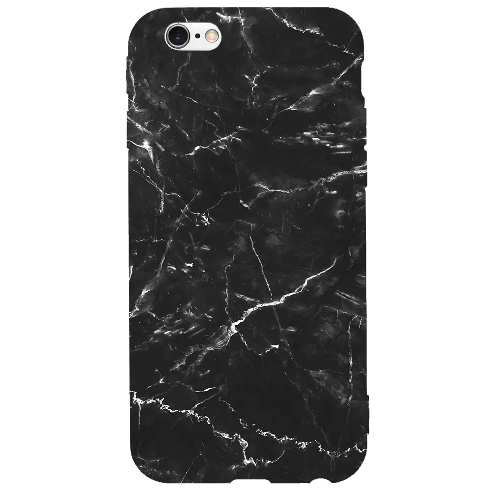 Apple iPhone 6S Pembe Renkli Silikon Telefon Kılıfı - Black Marble 2