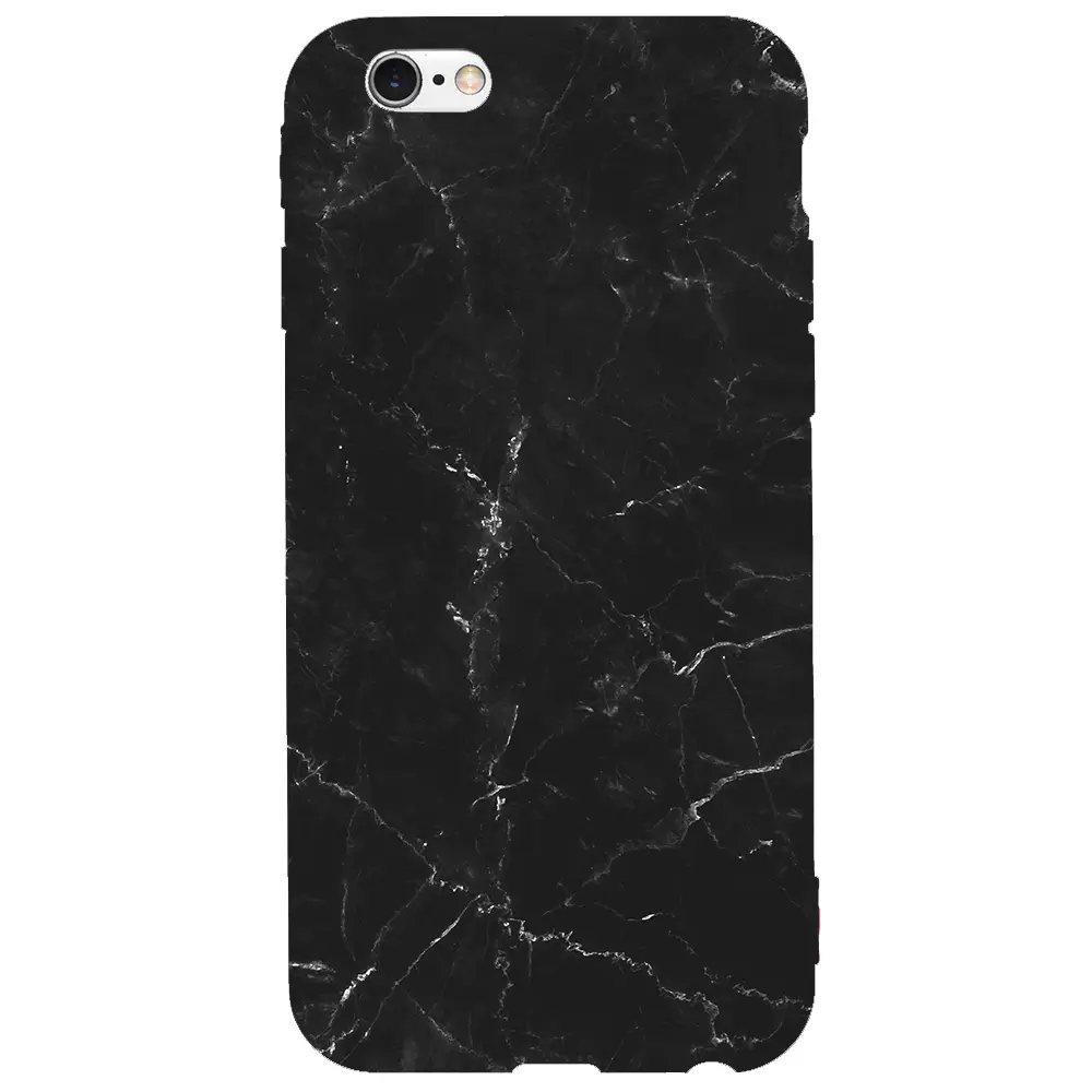 Apple iPhone 6S Pembe Renkli Silikon Telefon Kılıfı - Black Marble
