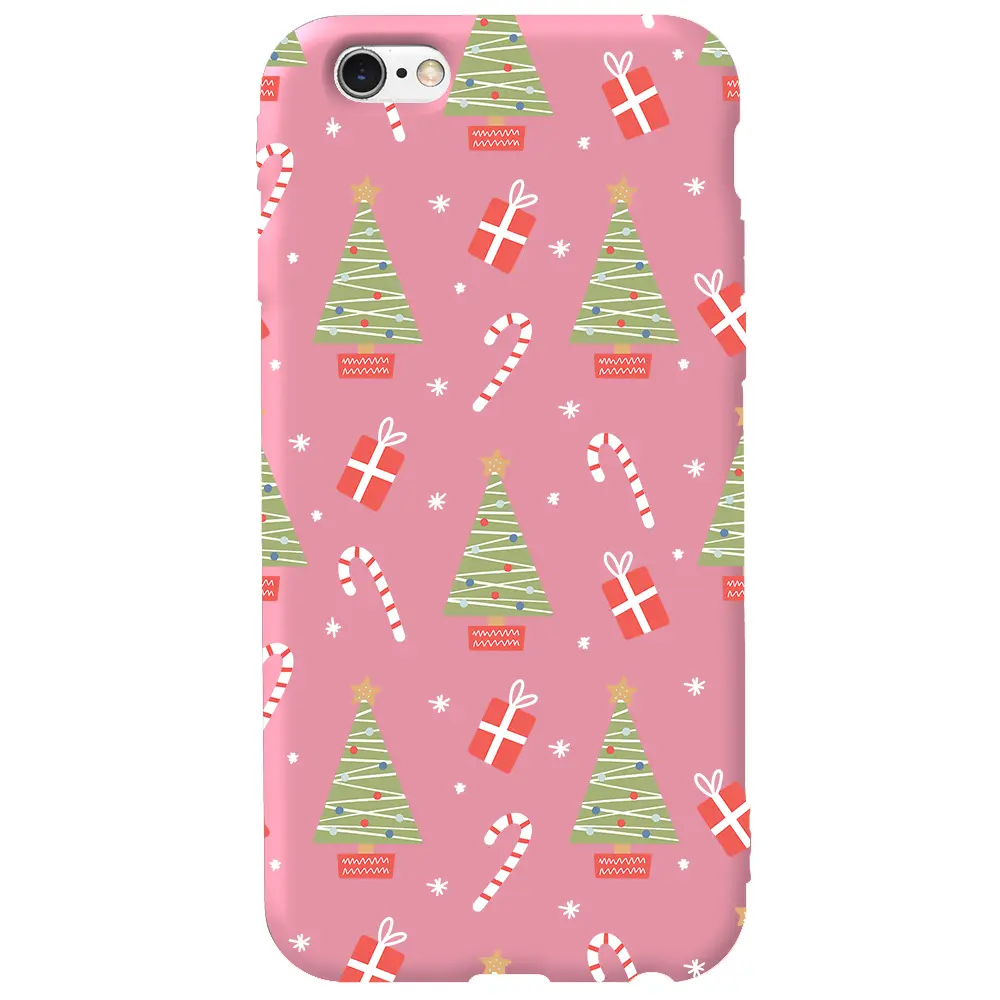 Apple iPhone 6S Pembe Renkli Silikon Telefon Kılıfı - Christmas Candy