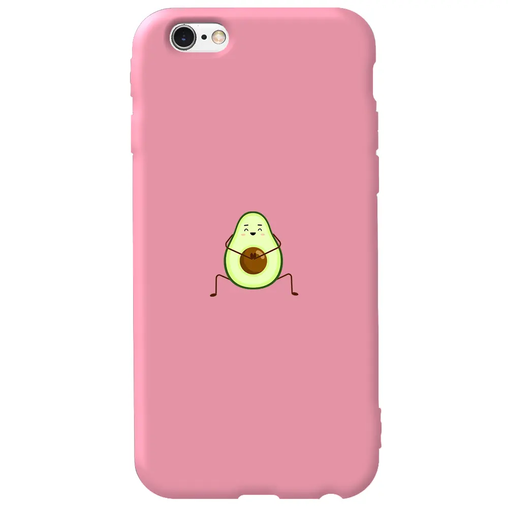 Apple iPhone 6S Pembe Renkli Silikon Telefon Kılıfı - Cute Avokado
