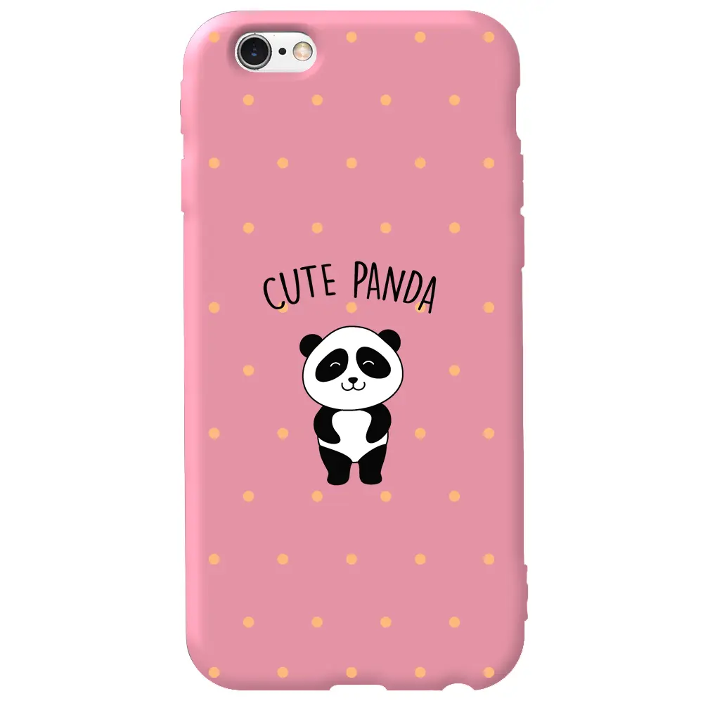 Apple iPhone 6S Pembe Renkli Silikon Telefon Kılıfı - Cute Panda