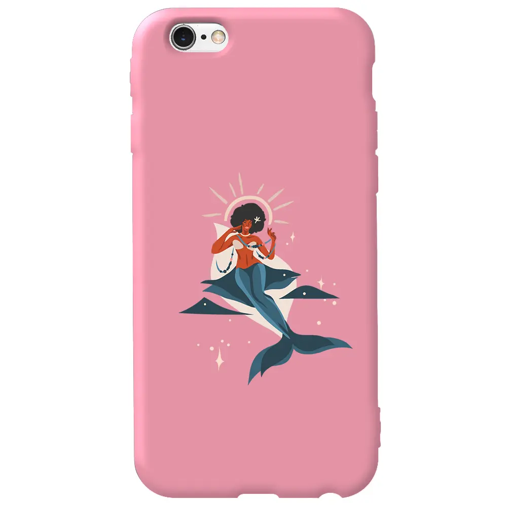 Apple iPhone 6S Pembe Renkli Silikon Telefon Kılıfı - Deniz Kızı