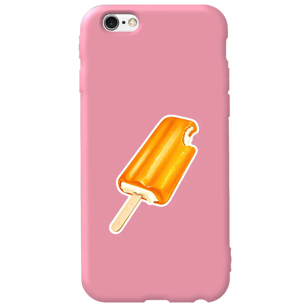 Apple iPhone 6S Pembe Renkli Silikon Telefon Kılıfı - Dondurma