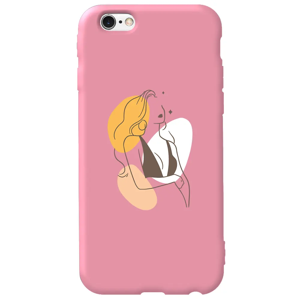 Apple iPhone 6S Pembe Renkli Silikon Telefon Kılıfı - Dream Girl