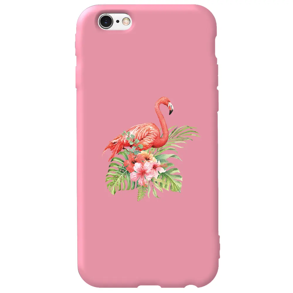 Apple iPhone 6S Pembe Renkli Silikon Telefon Kılıfı - Flamingo