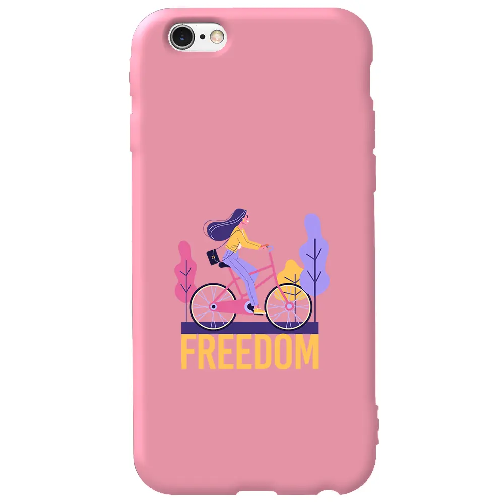 Apple iPhone 6S Pembe Renkli Silikon Telefon Kılıfı - Freedom