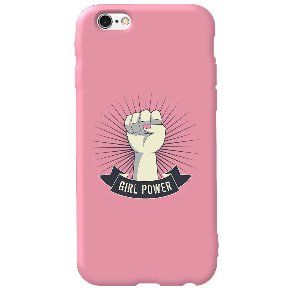 Apple iPhone 6S Pembe Renkli Silikon Telefon Kılıfı - Girl Punch