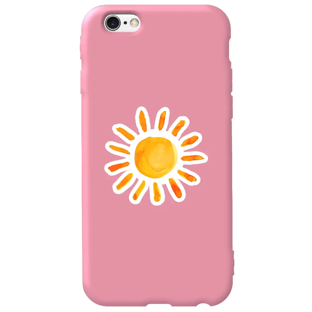 Apple iPhone 6S Pembe Renkli Silikon Telefon Kılıfı - Güneş