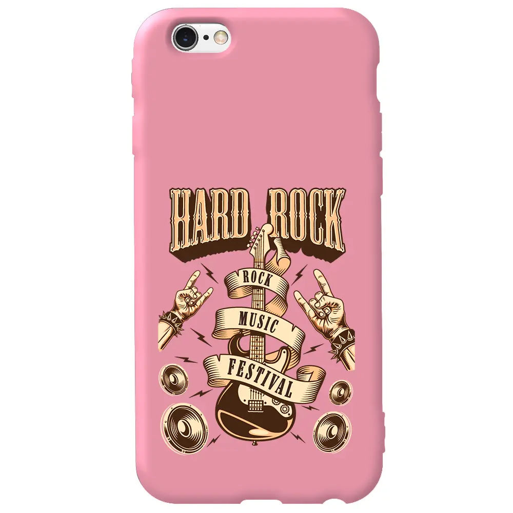 Apple iPhone 6S Pembe Renkli Silikon Telefon Kılıfı - Hard Rock