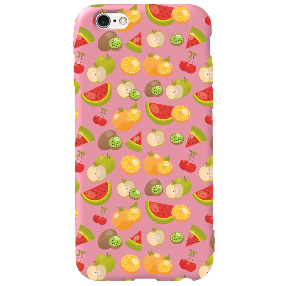 Apple iPhone 6S Pembe Renkli Silikon Telefon Kılıfı - Meyve Bahcesi