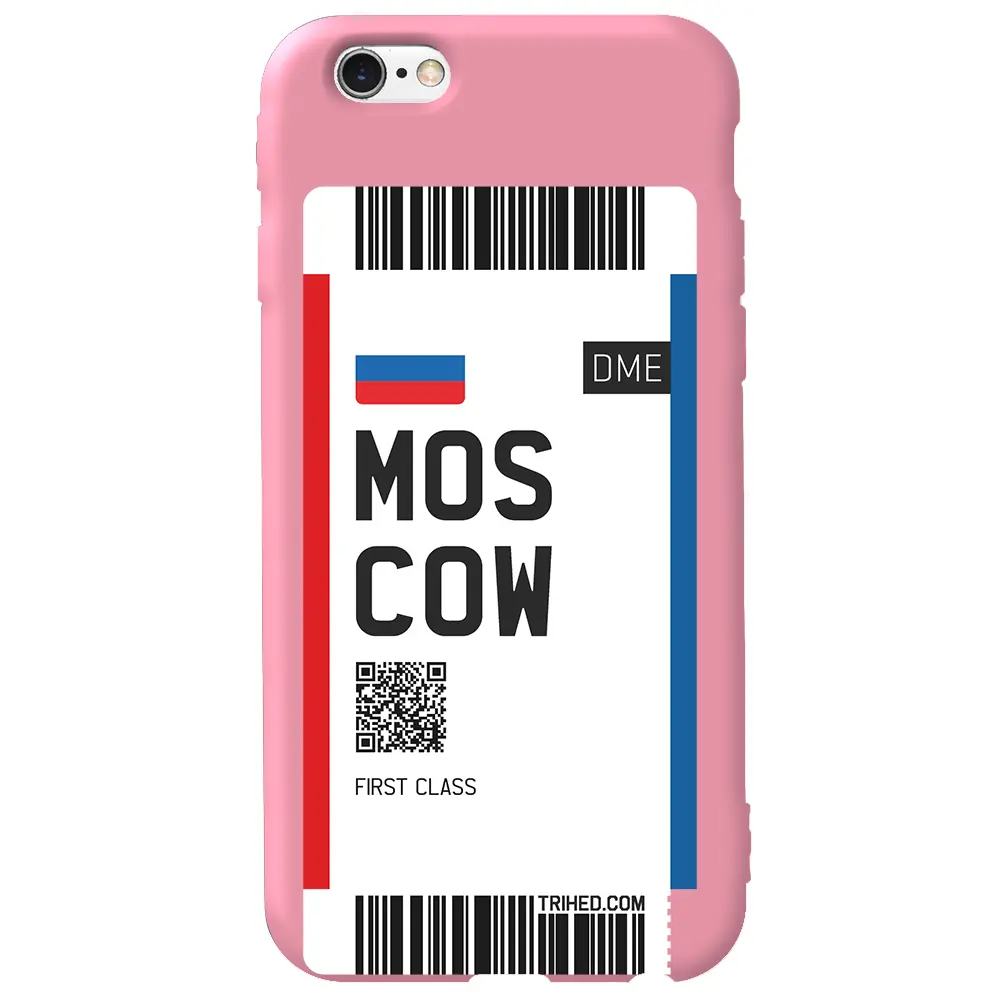 Apple iPhone 6S Pembe Renkli Silikon Telefon Kılıfı - Moscow Bileti