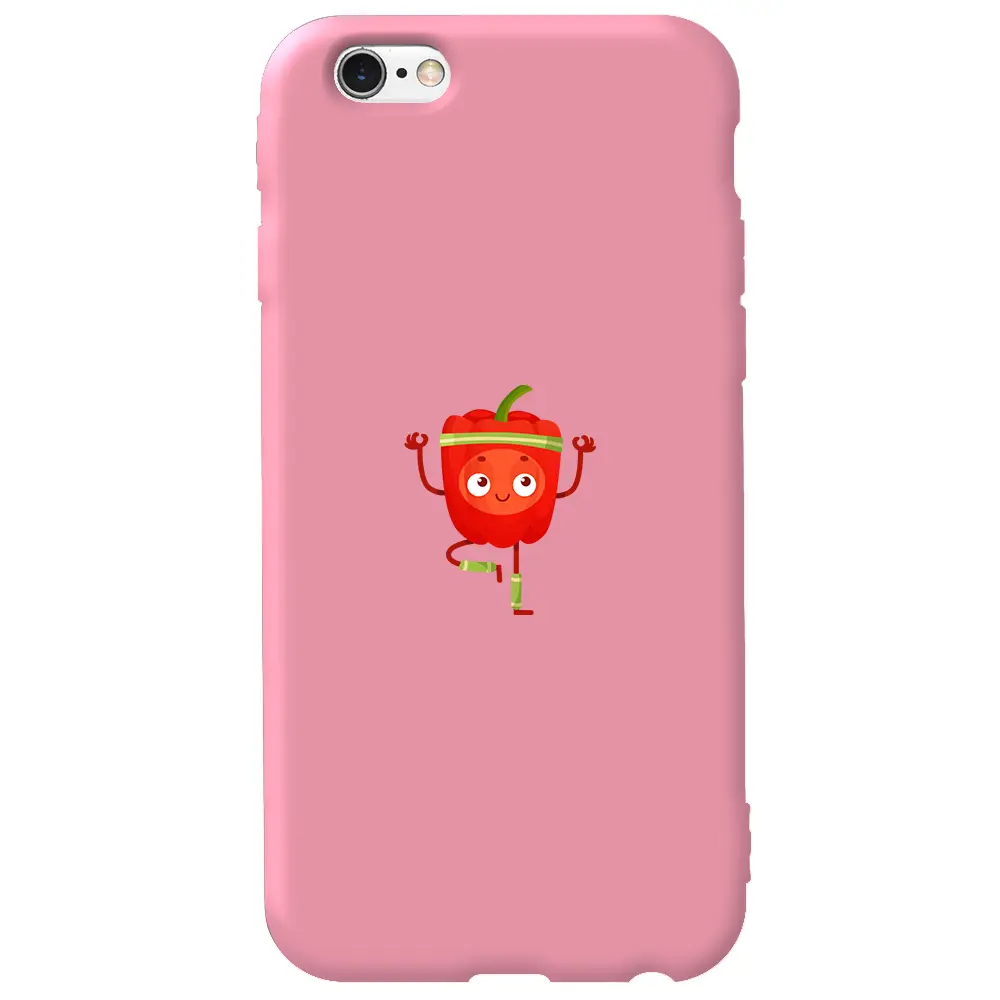 Apple iPhone 6S Pembe Renkli Silikon Telefon Kılıfı - Mr. Pepper