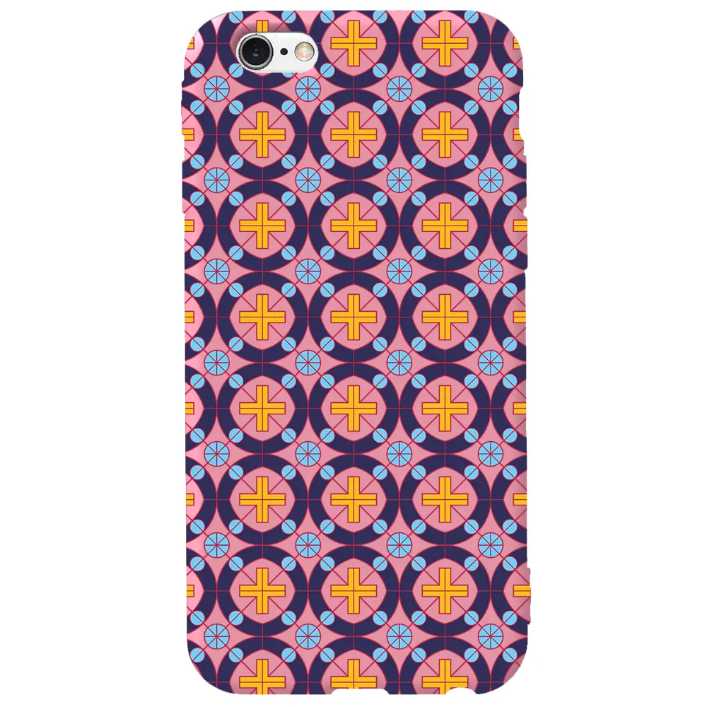 Apple iPhone 6S Pembe Renkli Silikon Telefon Kılıfı - Ottomans Tiles