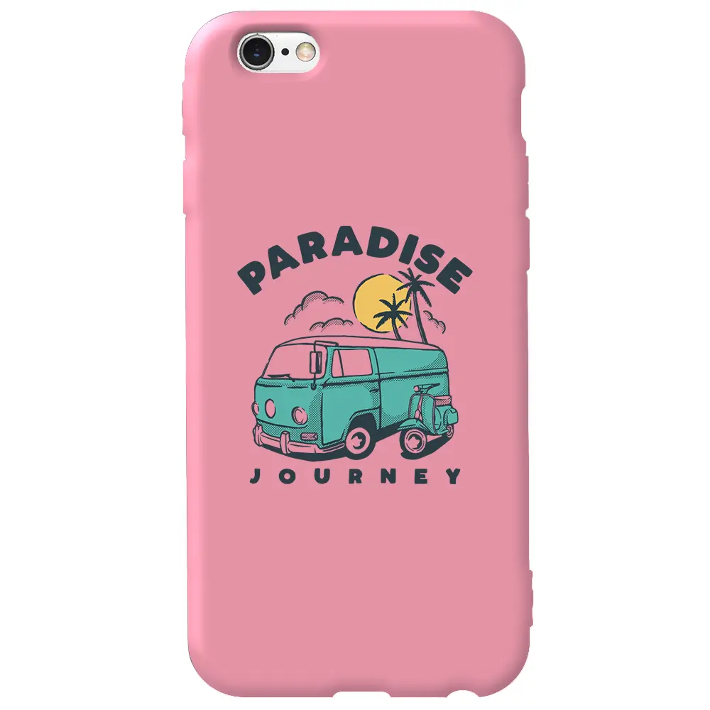 Apple iPhone 6S Pembe Renkli Silikon Telefon Kılıfı - Paradise