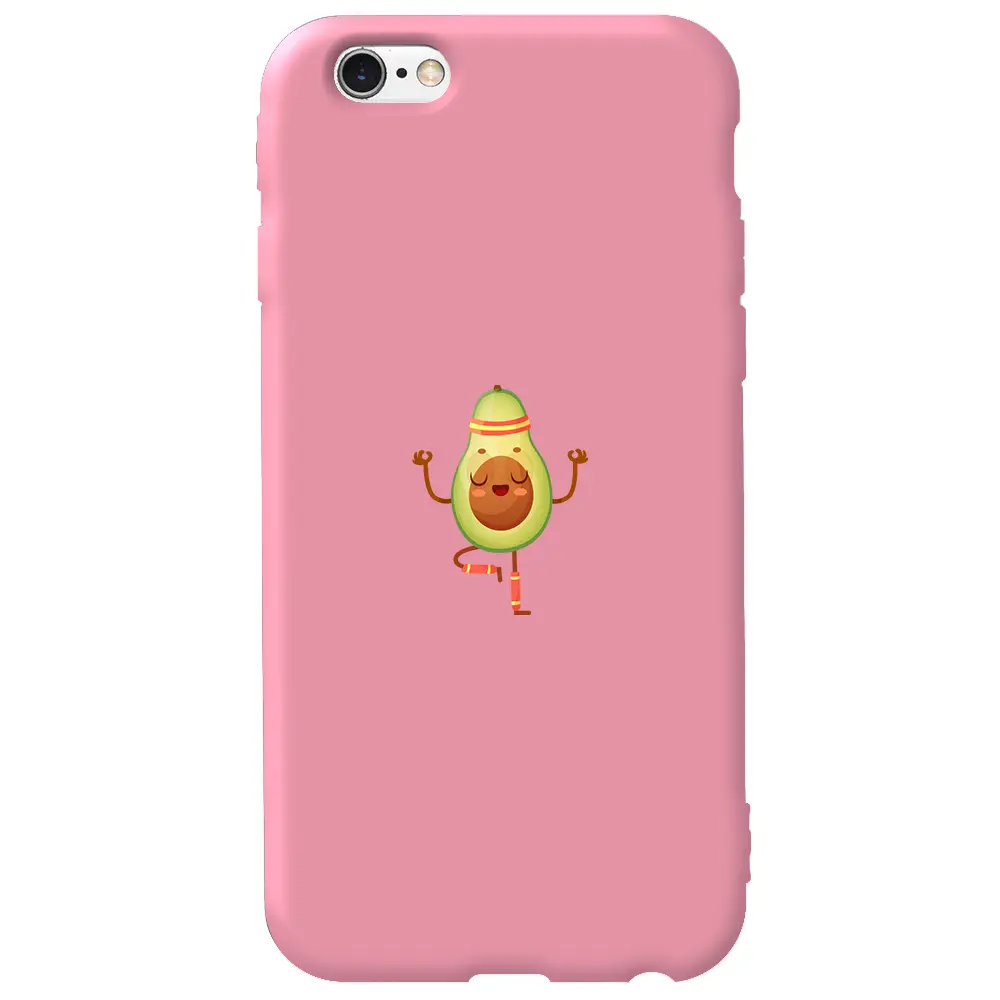 Apple iPhone 6S Pembe Renkli Silikon Telefon Kılıfı - Peaceful Avokado