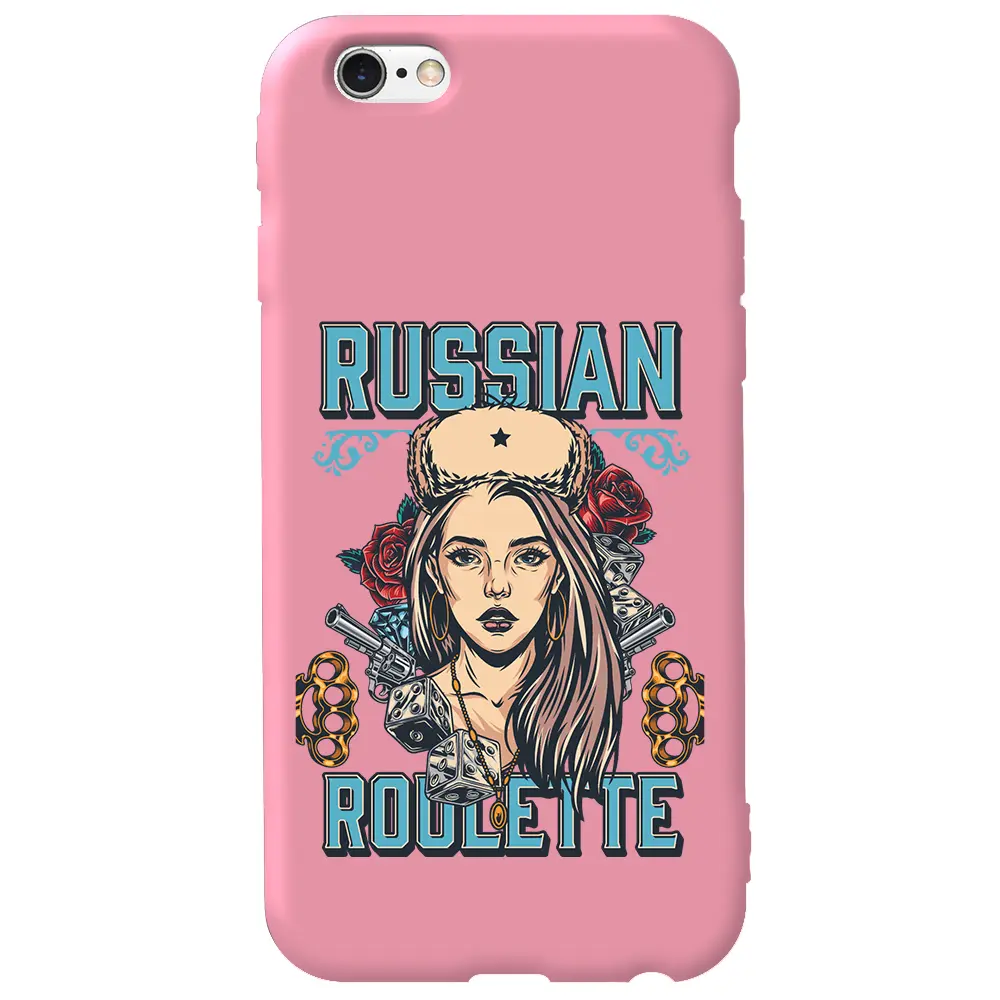 Apple iPhone 6S Pembe Renkli Silikon Telefon Kılıfı - Russian Girl