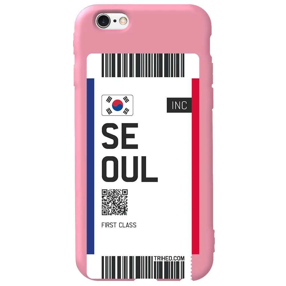 Apple iPhone 6S Pembe Renkli Silikon Telefon Kılıfı - Seoul Bileti