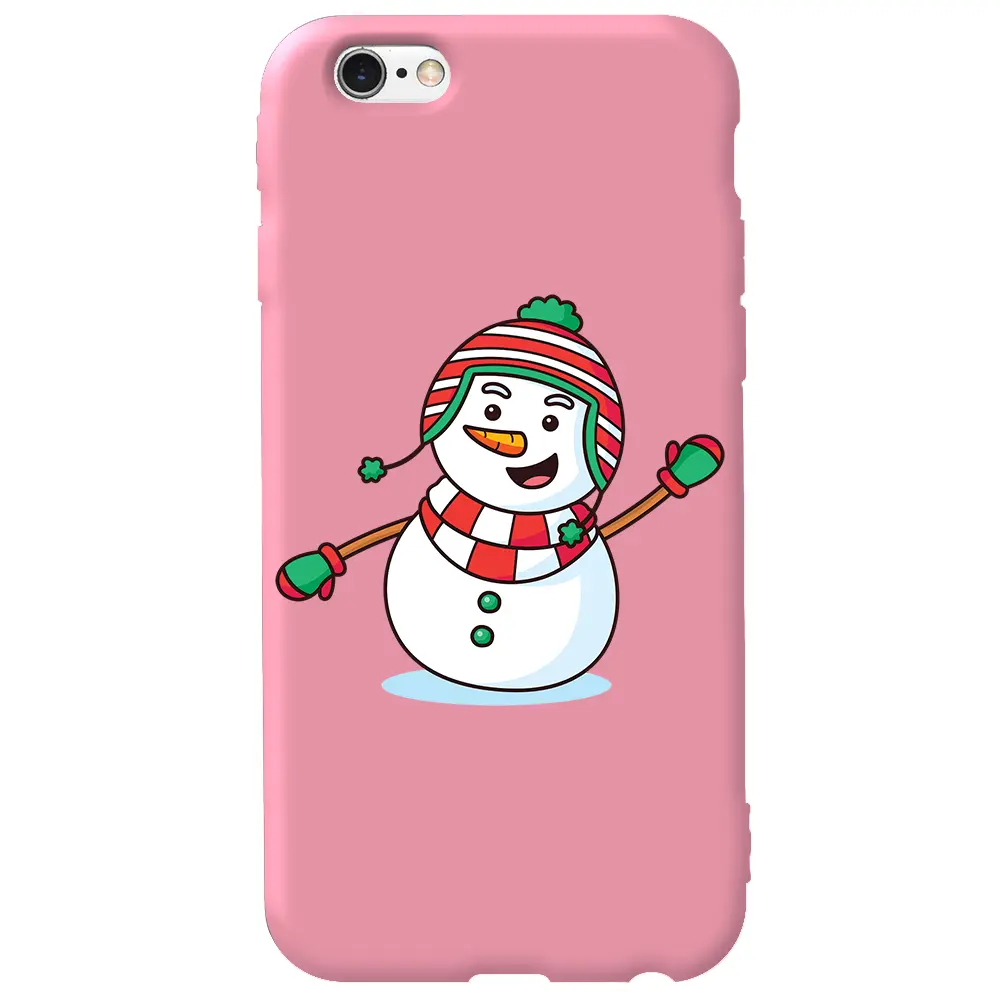 Apple iPhone 6S Pembe Renkli Silikon Telefon Kılıfı - Snowman 2