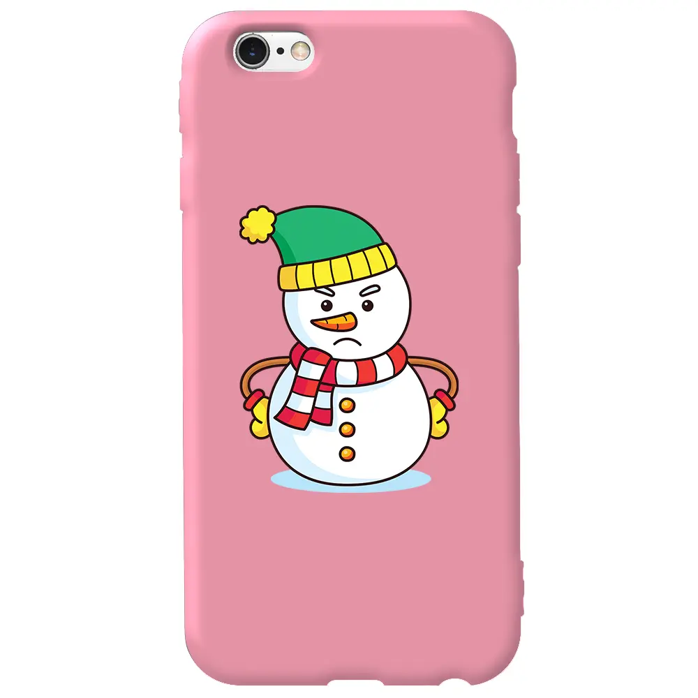 Apple iPhone 6S Pembe Renkli Silikon Telefon Kılıfı - Snowman 3