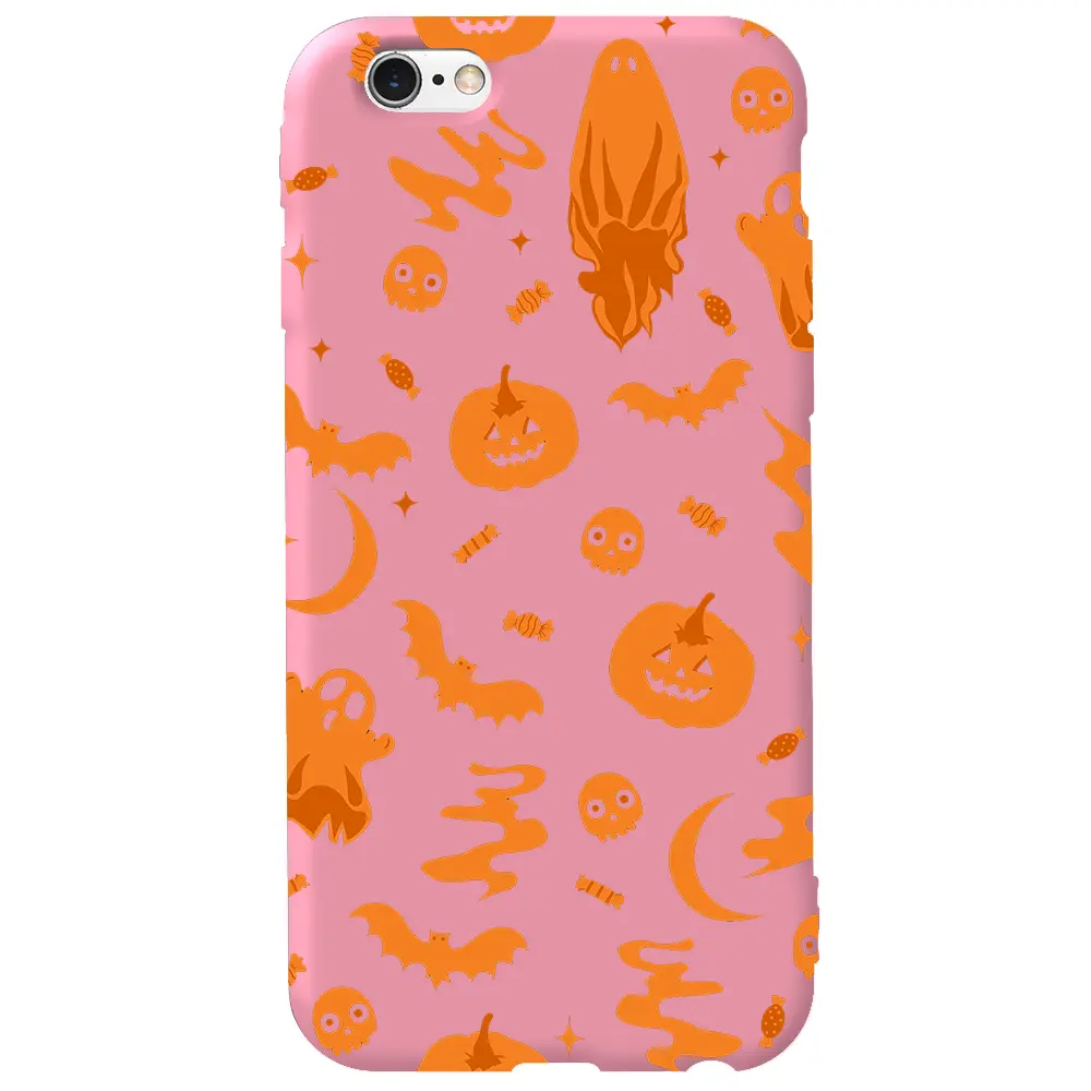 Apple iPhone 6S Pembe Renkli Silikon Telefon Kılıfı - Spooky Orange