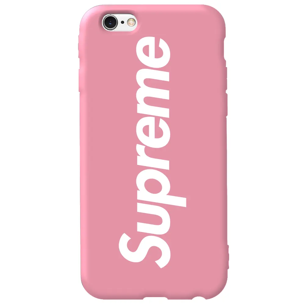 Apple iPhone 6S Pembe Renkli Silikon Telefon Kılıfı - Supreme