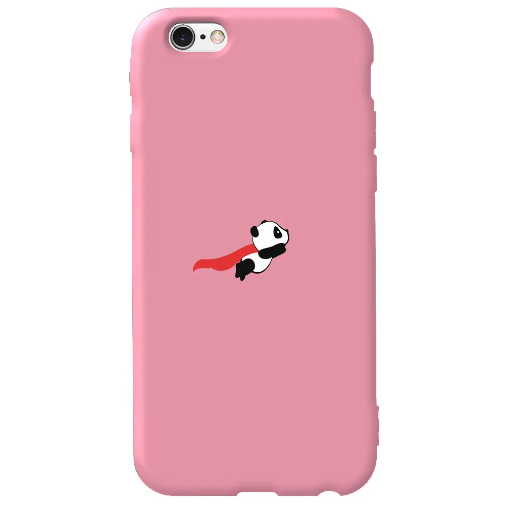 Apple iPhone 6S Pembe Renkli Silikon Telefon Kılıfı - Uçan Panda