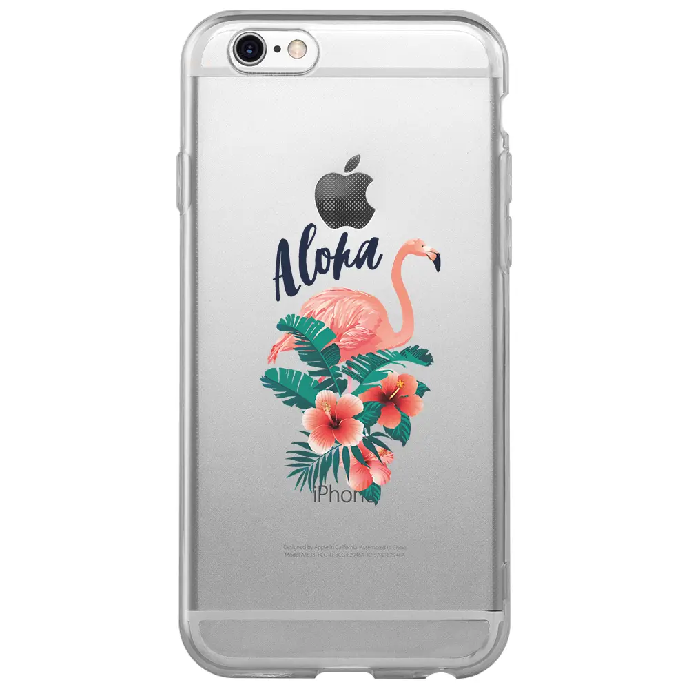 Apple iPhone 6S Şeffaf Telefon Kılıfı - Aloha Flamingo