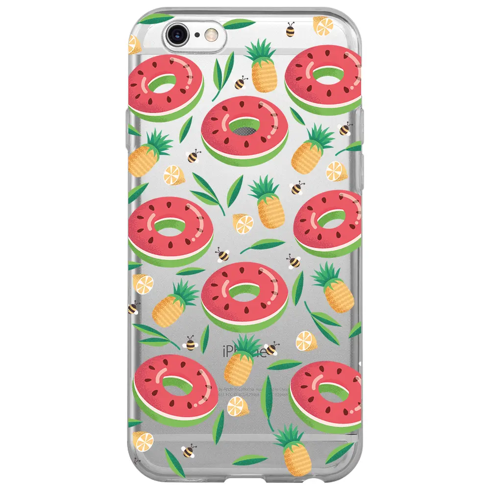 Apple iPhone 6S Şeffaf Telefon Kılıfı - Ananas Donut