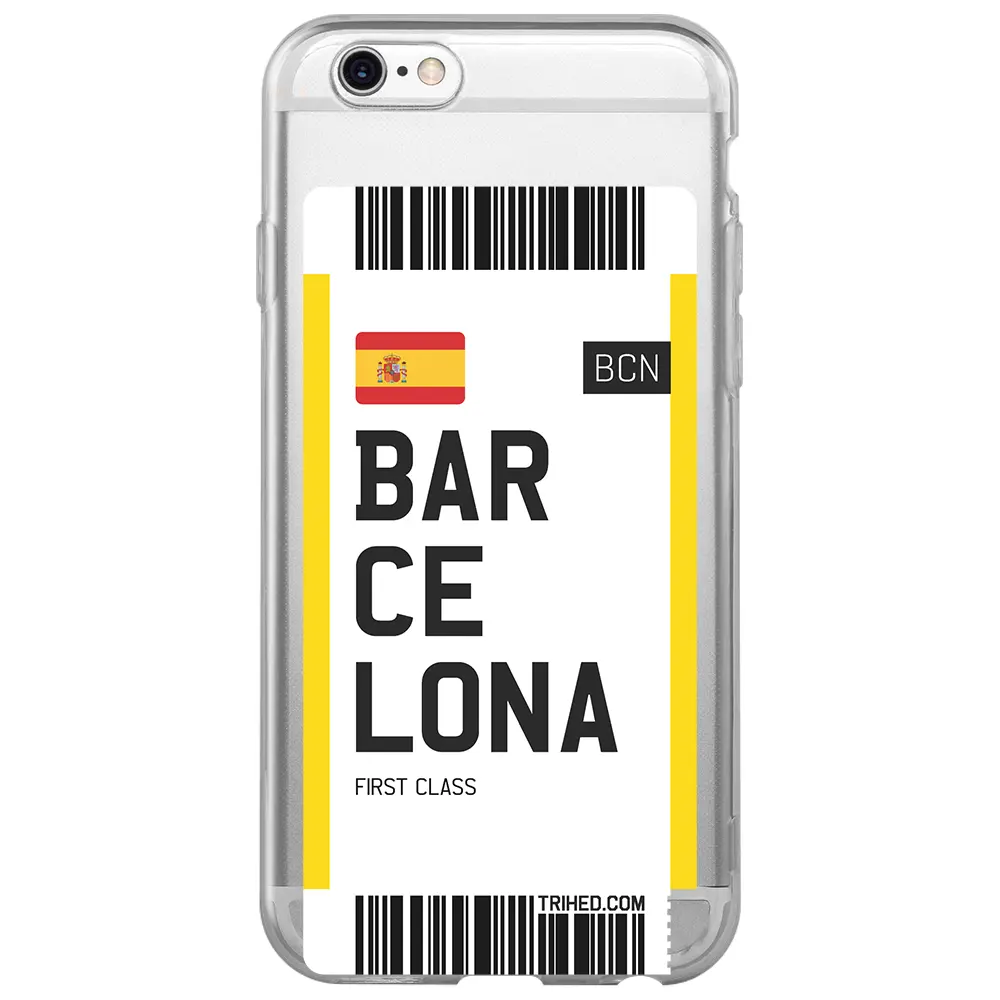 Apple iPhone 6S Şeffaf Telefon Kılıfı - Barcelona Bileti