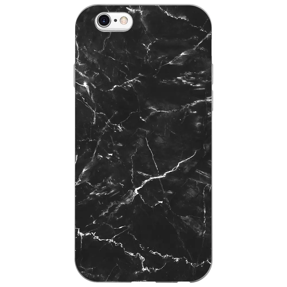Apple iPhone 6S Şeffaf Telefon Kılıfı - Black Marble 2