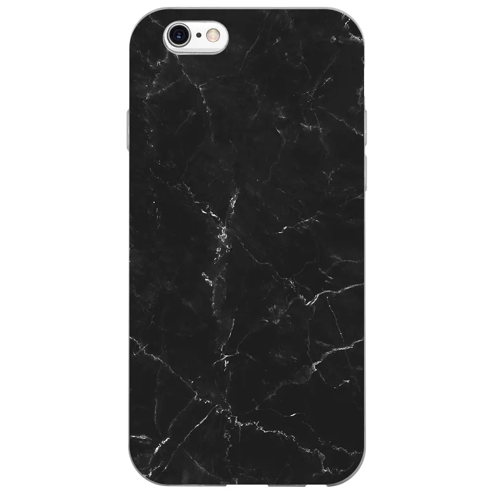 Apple iPhone 6S Şeffaf Telefon Kılıfı - Black Marble