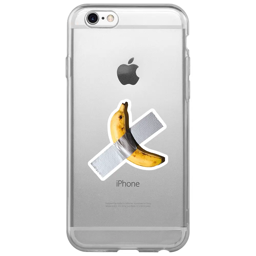 Apple iPhone 6S Şeffaf Telefon Kılıfı - Duvara Bantlanmış Muz