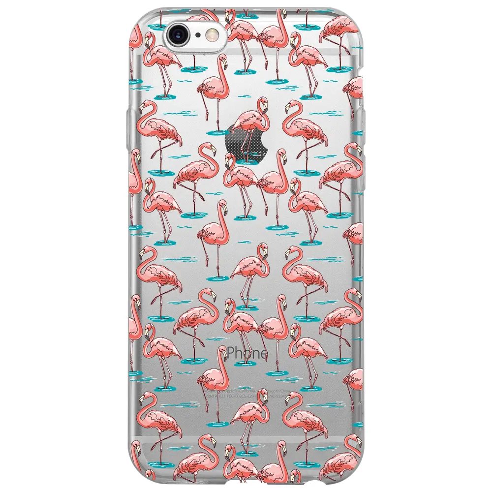 Apple iPhone 6S Şeffaf Telefon Kılıfı - Flamingolar