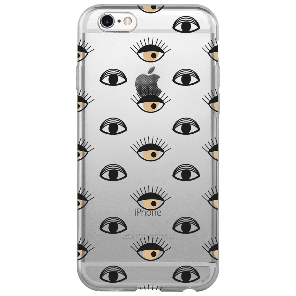 Apple iPhone 6S Şeffaf Telefon Kılıfı - Krema Göz