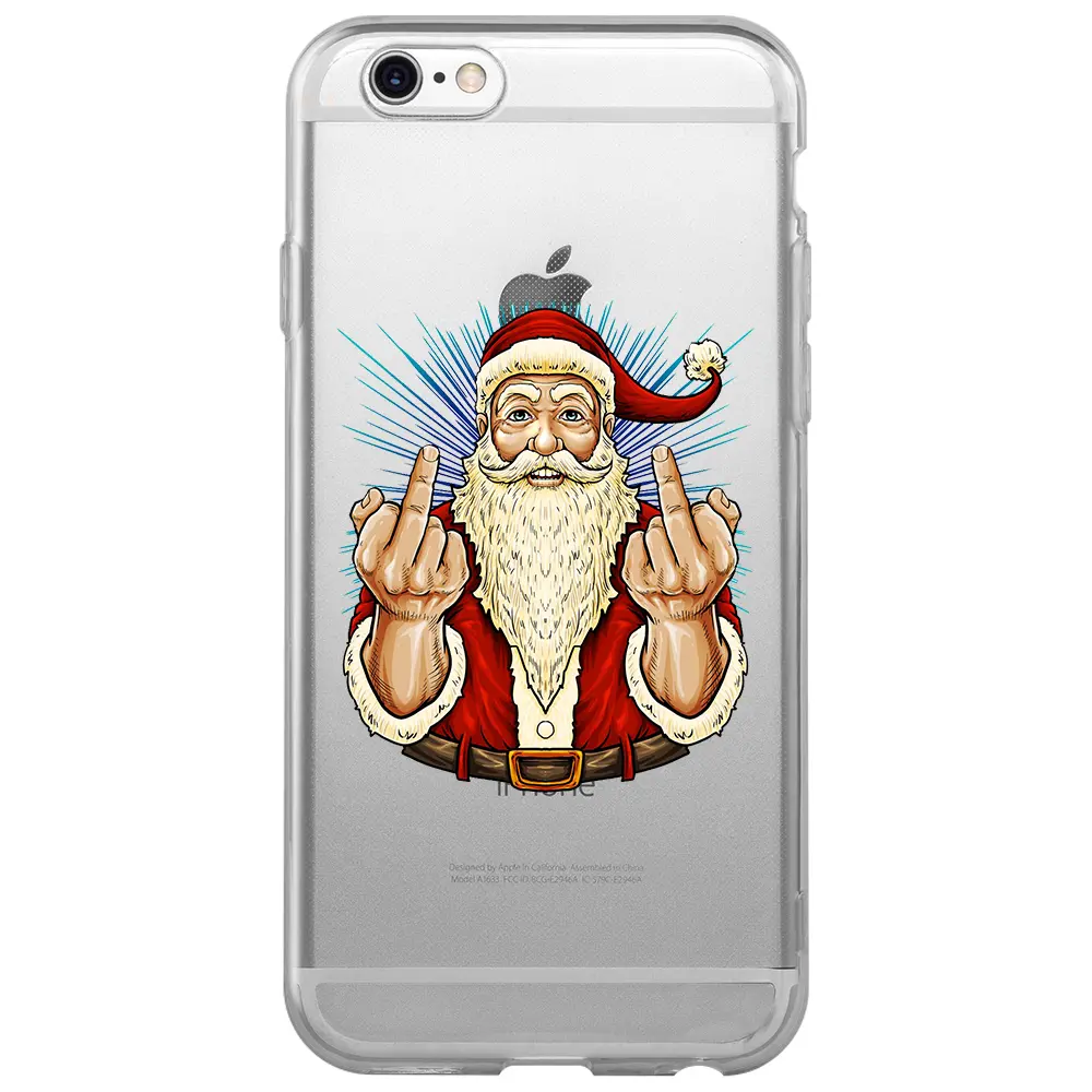 Apple iPhone 6S Şeffaf Telefon Kılıfı - Naughty Santa
