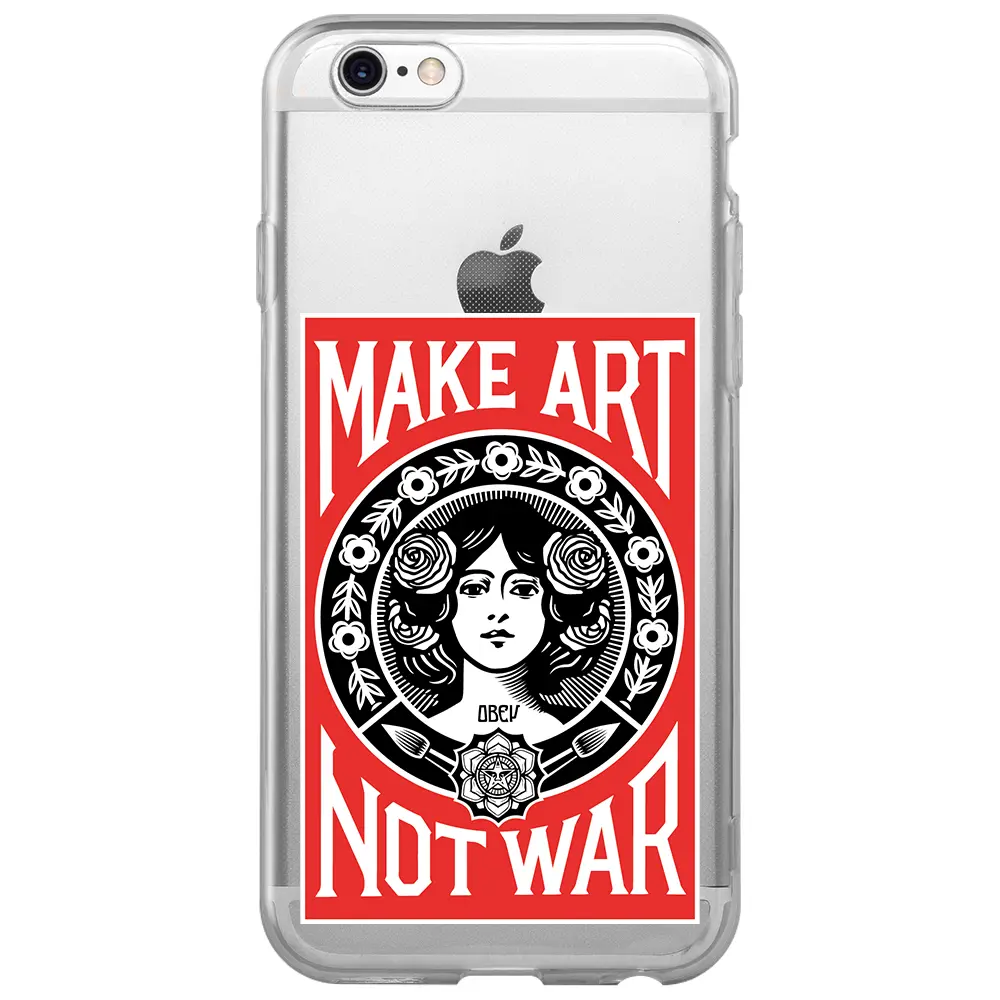 Apple iPhone 6S Şeffaf Telefon Kılıfı - Obey Make Love