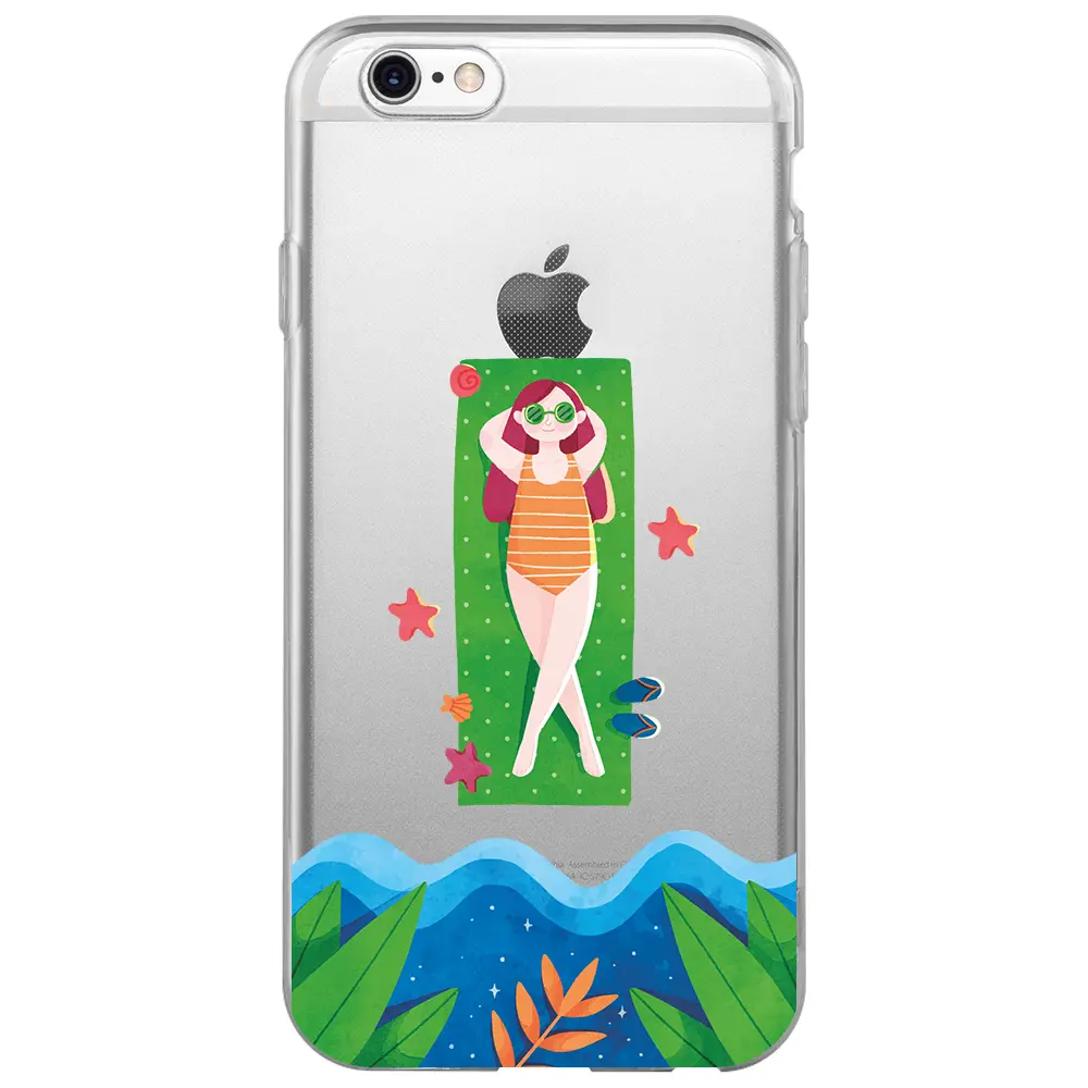 Apple iPhone 6S Şeffaf Telefon Kılıfı - Plajda Uzanmak