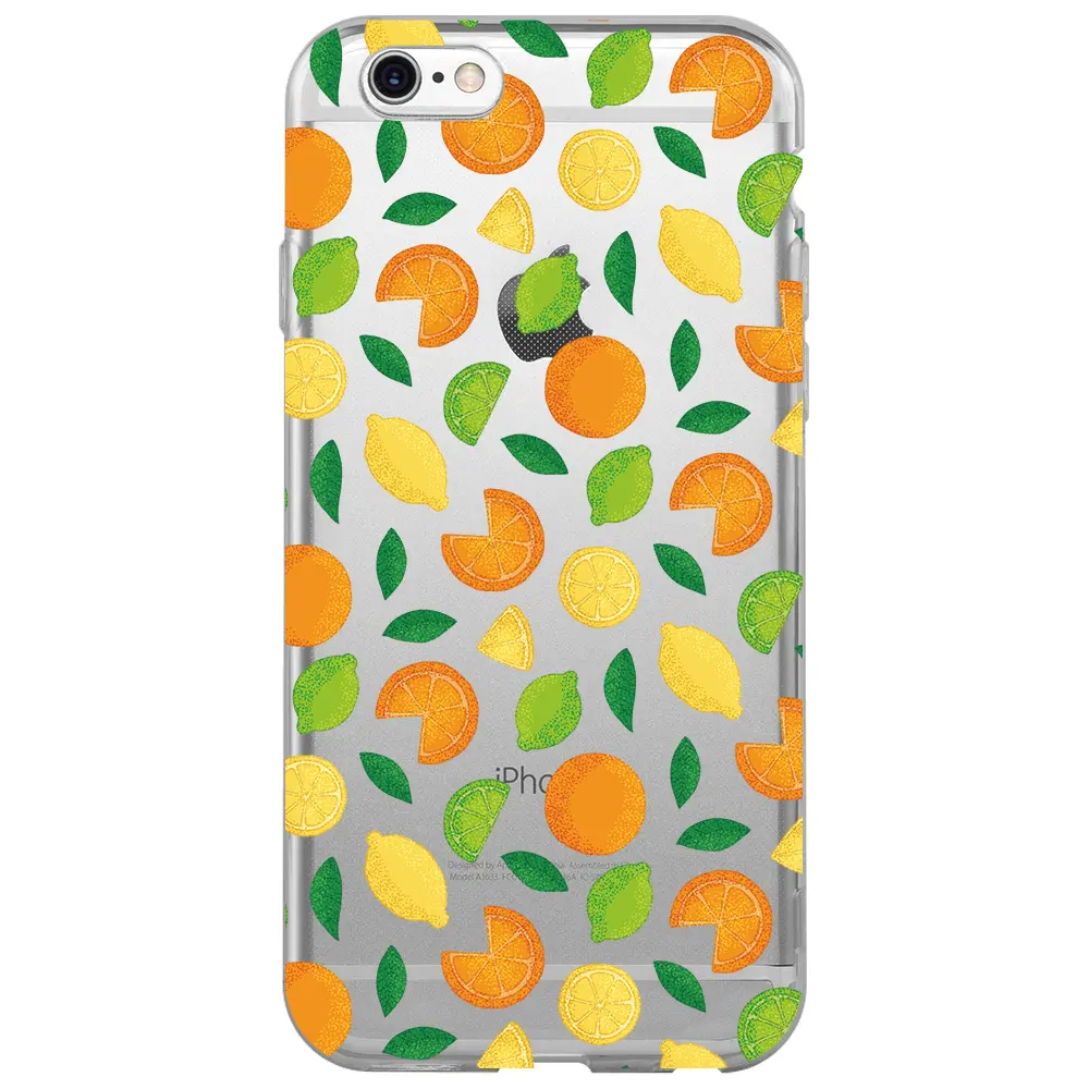 Apple iPhone 6S Şeffaf Telefon Kılıfı - Portakal Limon