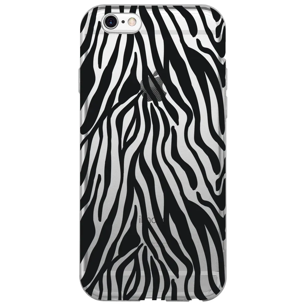 Apple iPhone 6S Şeffaf Telefon Kılıfı - Siyah Zebra Desenleri