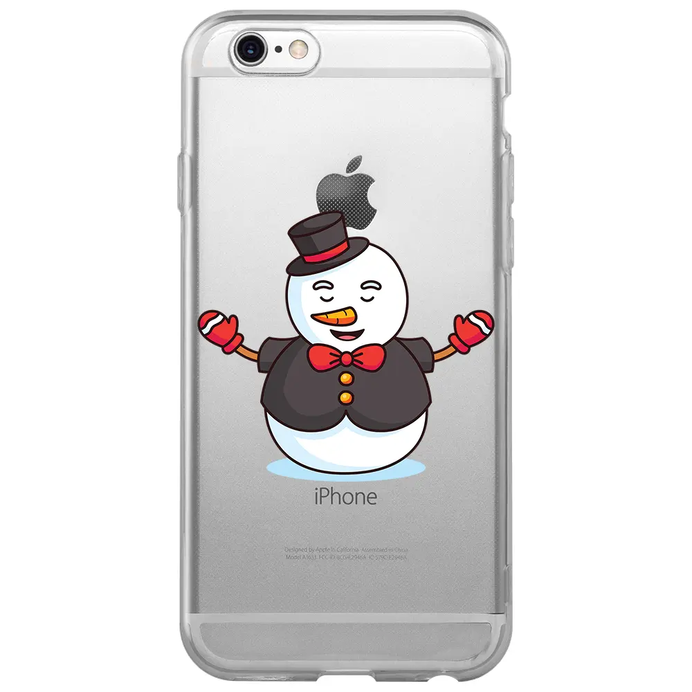 Apple iPhone 6S Şeffaf Telefon Kılıfı - Snowman in Suit