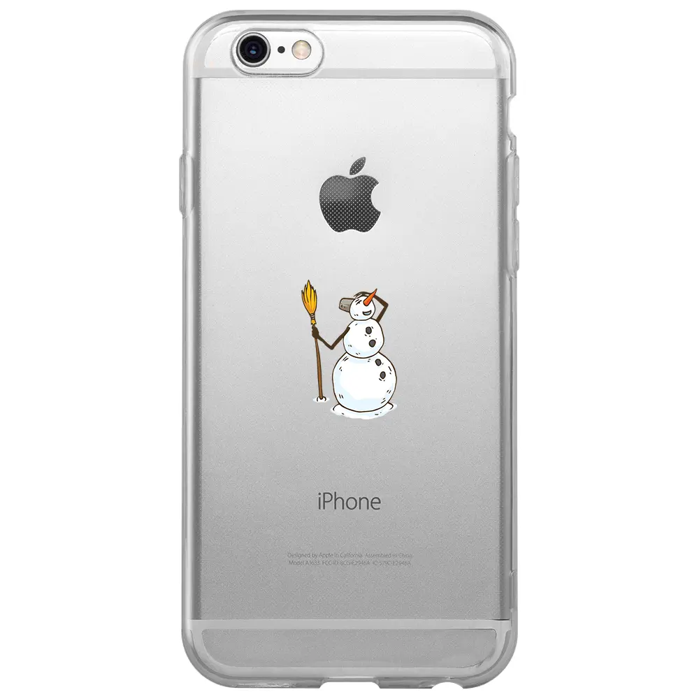 Apple iPhone 6S Şeffaf Telefon Kılıfı - Snowman Looking Around