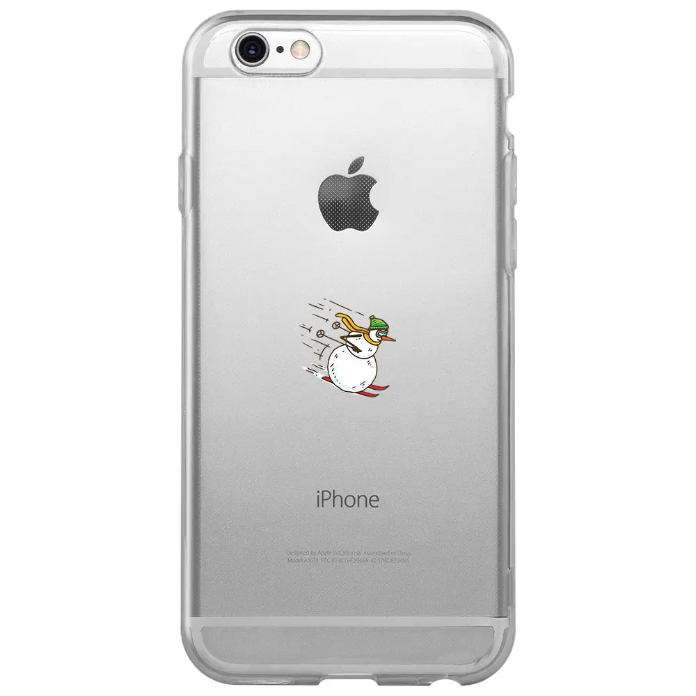 Apple iPhone 6S Şeffaf Telefon Kılıfı - Snowman Skiing