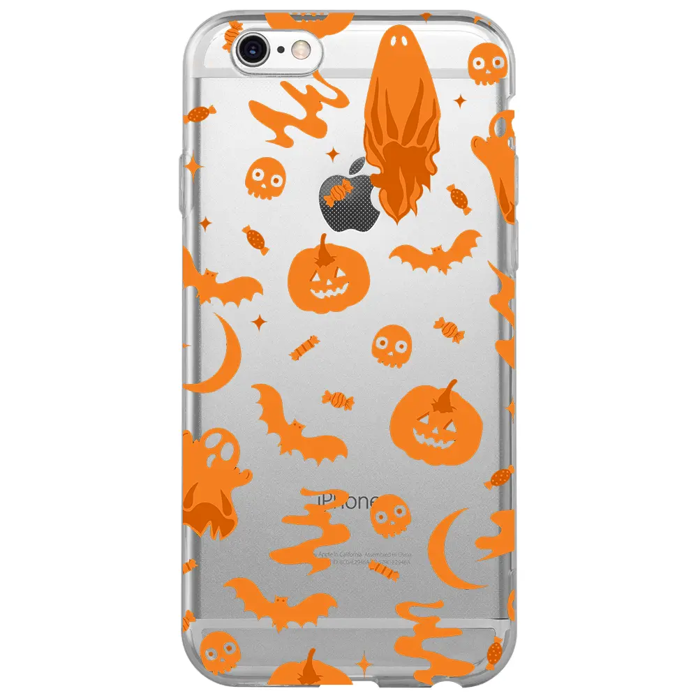 Apple iPhone 6S Şeffaf Telefon Kılıfı - Spooky Orange