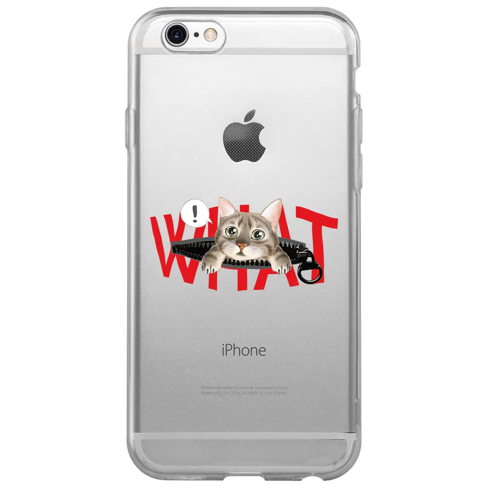 Apple iPhone 6S Şeffaf Telefon Kılıfı - What! Kedi